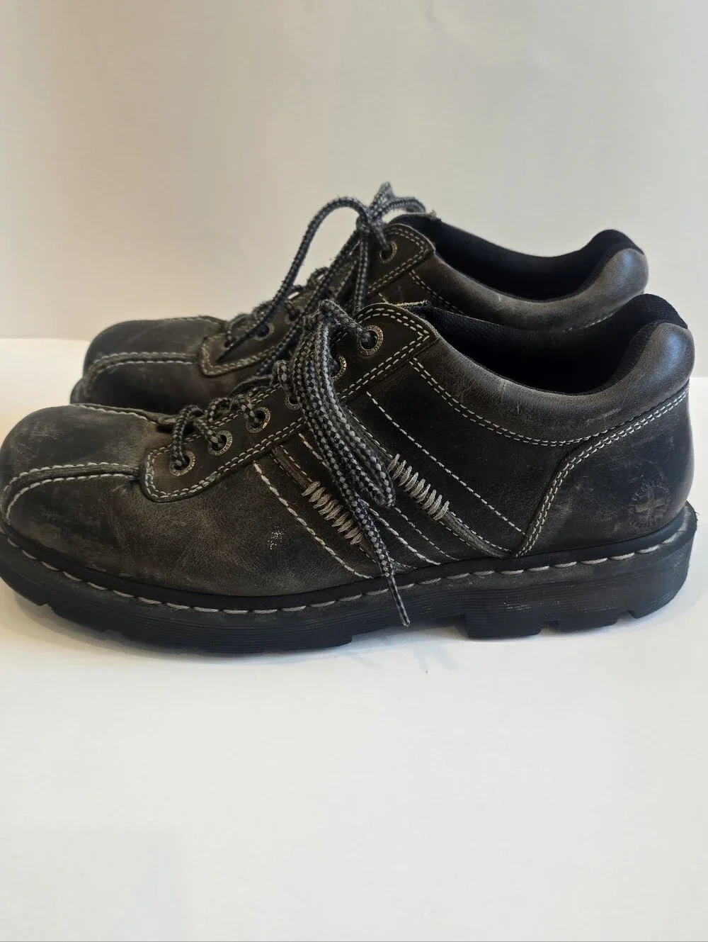 Vtg Y2K Dr. Martens Buckle Collab Drake Chunky Gray Brown Lace Up Shoes Size 11